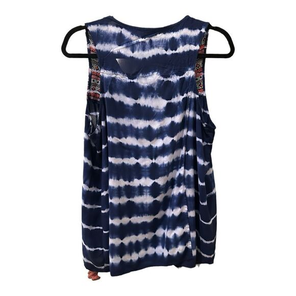 New Directions Weekend Rayon Women 1X Red, White, Blue Tie Dye Sleeveless - Picture 4 of 16